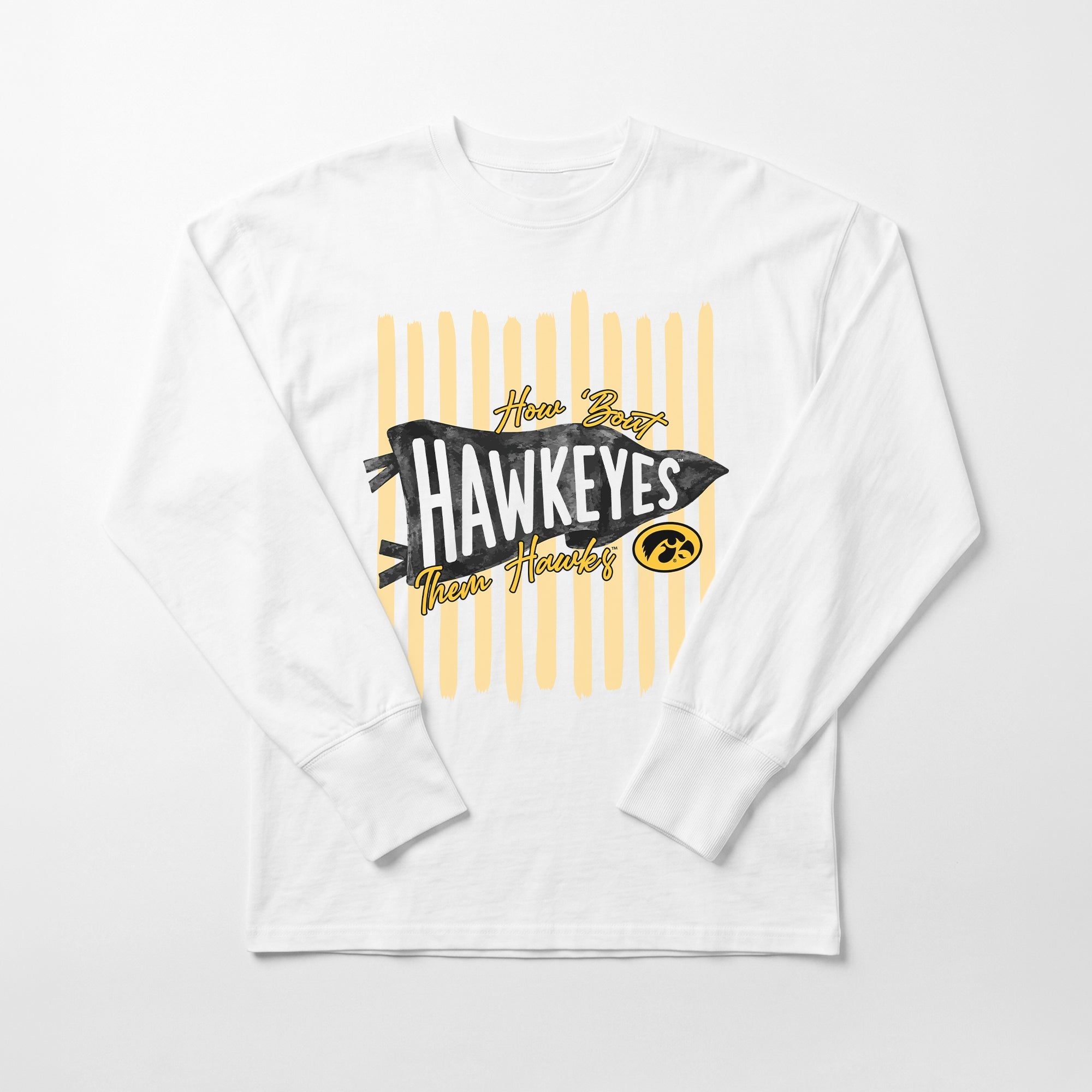IOWA HAWKEYES RALLY STRIPE ESSENTIAL RELAXED FIT LONG SLEEVE TEE