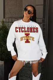 IOWA STATE CYCLONES BIG GOALS OVERSIZED LONG SLEEVE TEE WITH RIBBED NECKLINE AND CUFFS