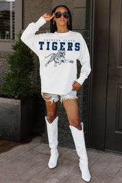 JACKSON STATE TIGERS BIG GOALS OVERSIZED LONG SLEEVE TEE WITH RIBBED NECKLINE AND CUFFS