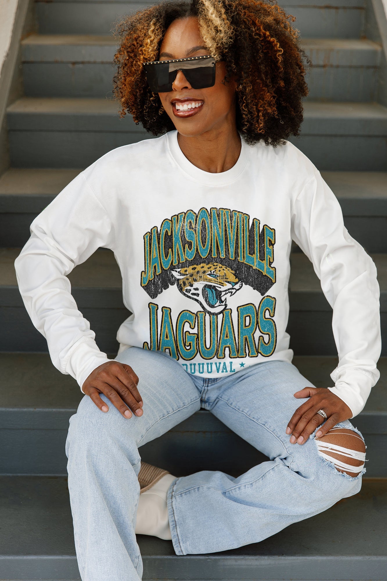 JACKSONVILLE JAGUARS TIME OUT OVERSIZED MIDWEIGHT LONG SLEEVE TEE