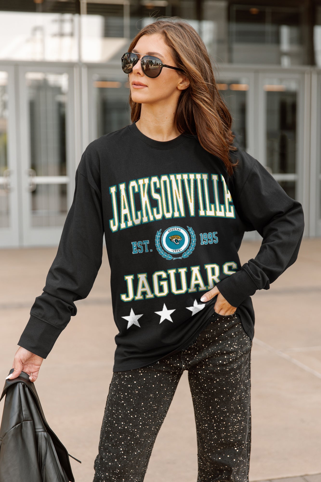 JACKSONVILLE JAGUARS EVERYDAY STAR ESSENTIAL RELAXED FIT LONG SLEEVE TEE