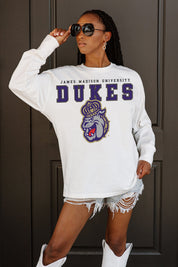 JAMES MADISON DUKES BIG GOALS OVERSIZED LONG SLEEVE TEE WITH RIBBED NECKLINE AND CUFFS