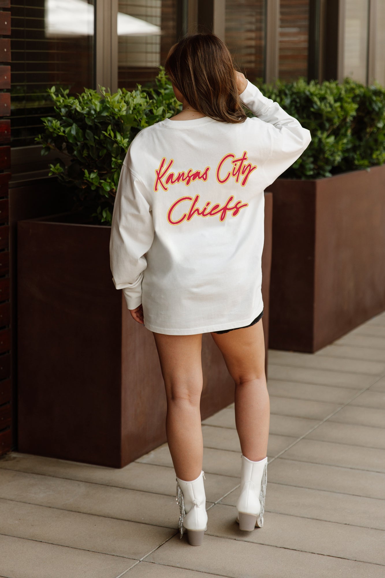 KANSAS CITY CHIEFS DOUBLE MOVE OVERSIZED MIDWEIGHT LONG SLEEVE TEE