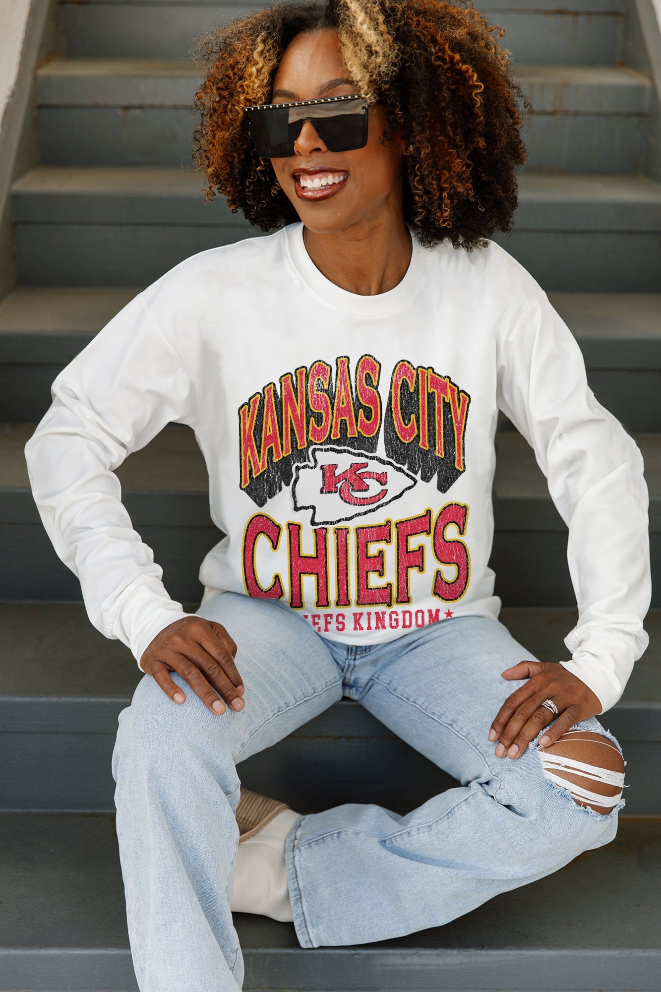KANSAS CITY CHIEFS TIME OUT OVERSIZED MIDWEIGHT LONG SLEEVE TEE