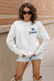 KENTUCKY WILDCATS DOUBLE MOVE OVERSIZED LONG SLEEVE TEE WITH RIBBED NECKLINE AND CUFFS