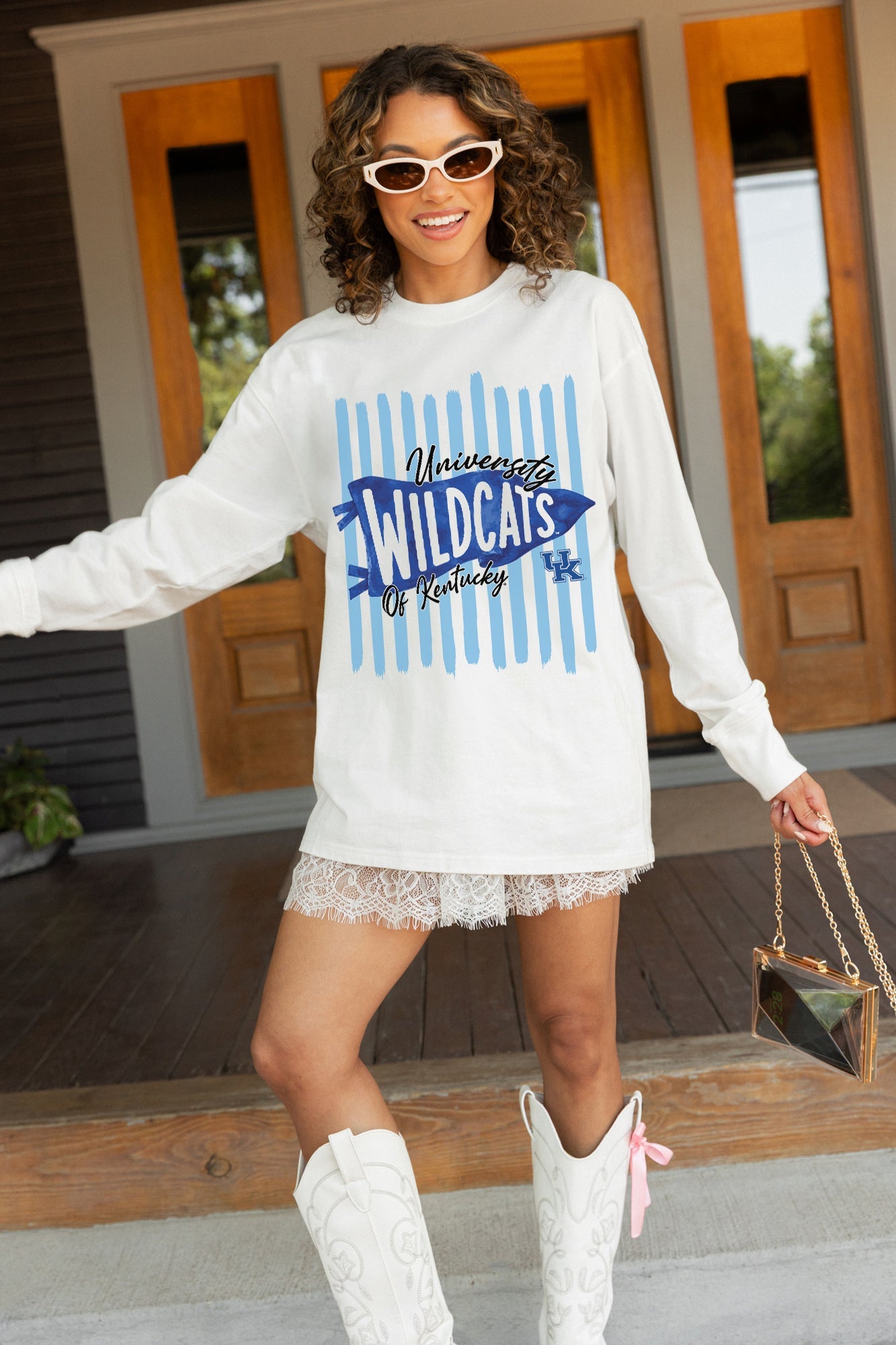 KENTUCKY WILDCATS RALLY STRIPE ESSENTIAL RELAXED FIT LONG SLEEVE TEE