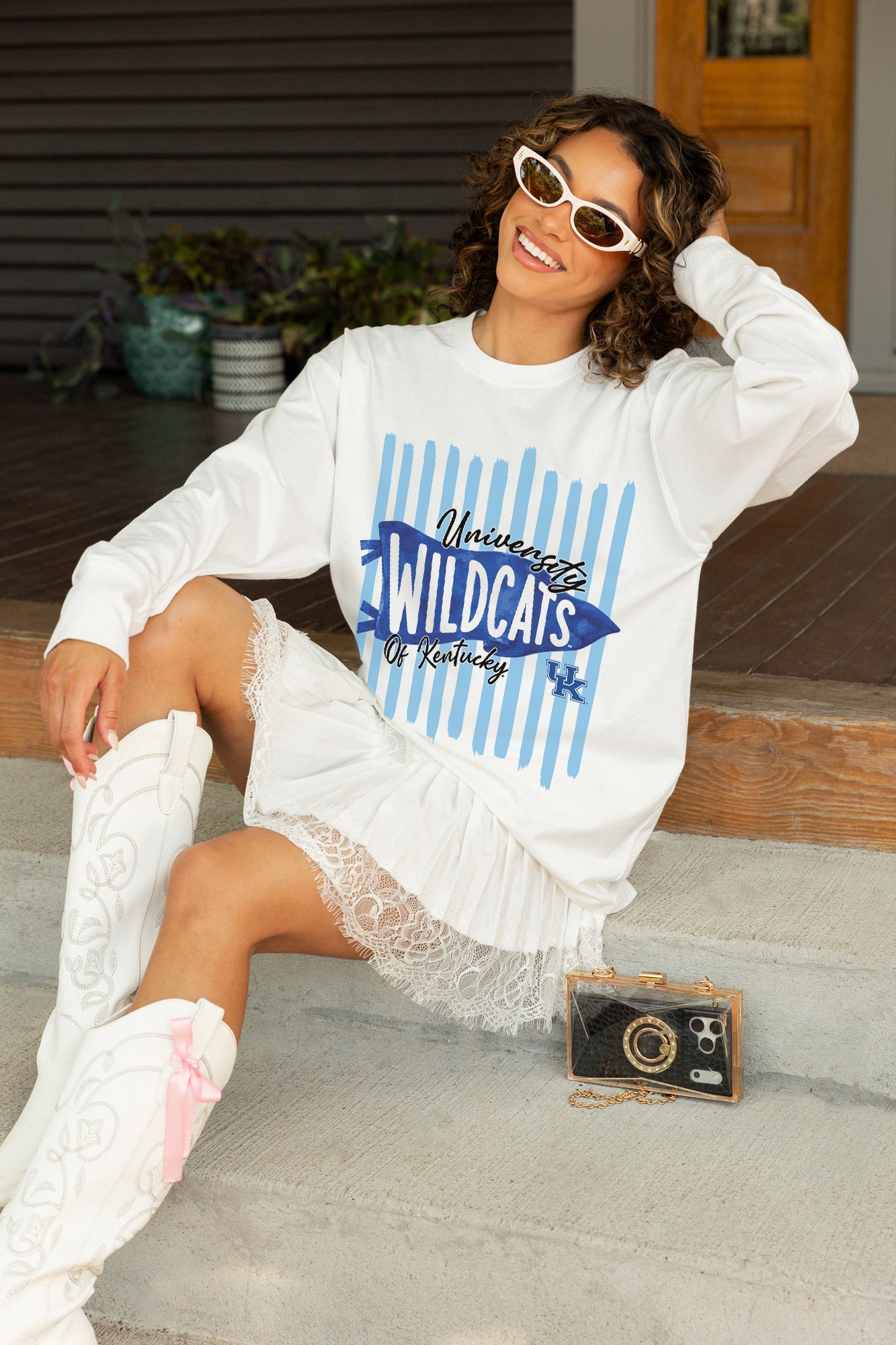 KENTUCKY WILDCATS RALLY STRIPE ESSENTIAL RELAXED FIT LONG SLEEVE TEE