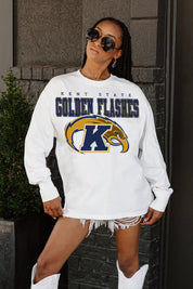 KENT STATE GOLDEN FLASHES BIG GOALS OVERSIZED LONG SLEEVE TEE WITH RIBBED NECKLINE AND CUFFS
