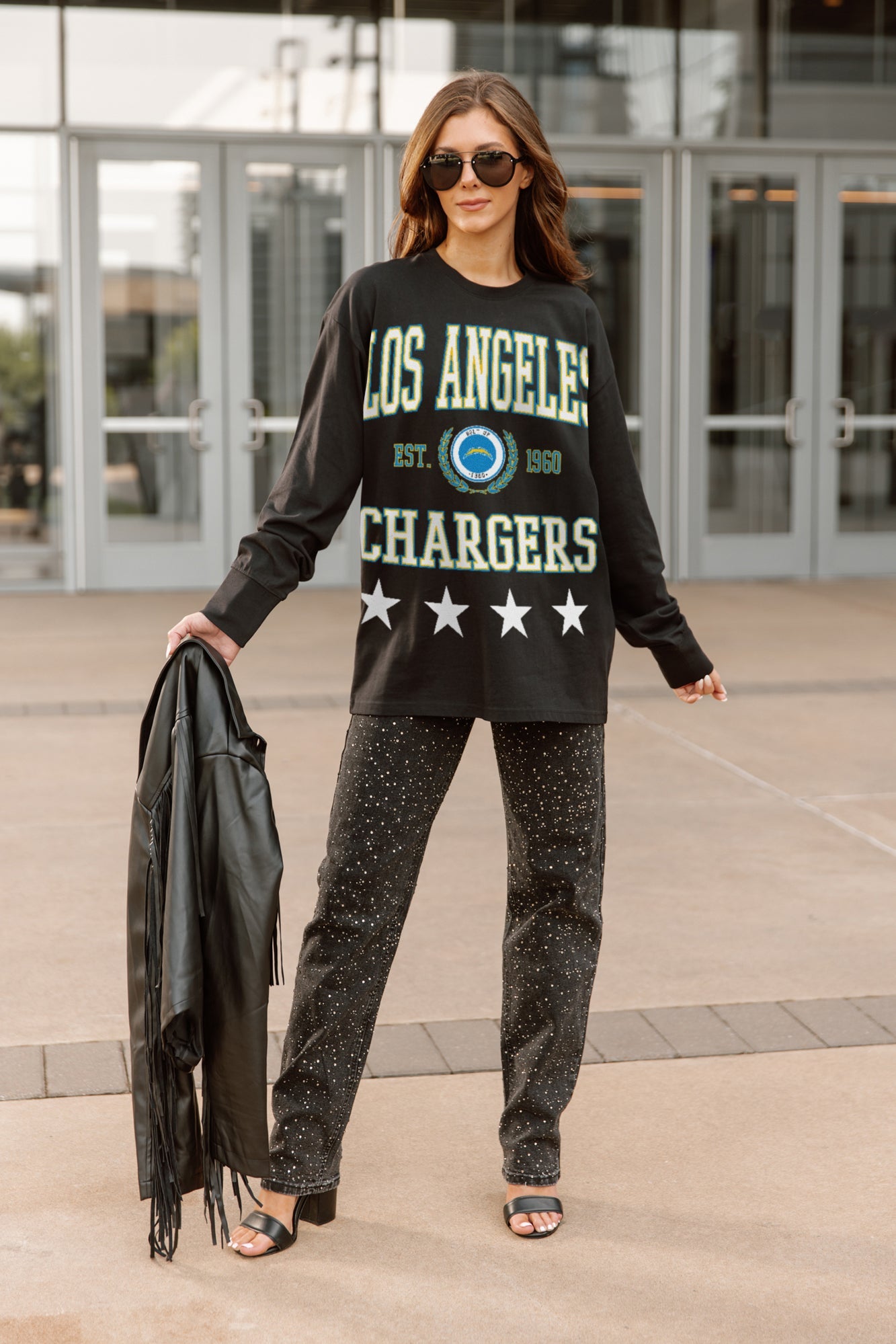 LOS ANGELES CHARGERS EVERYDAY STAR ESSENTIAL RELAXED FIT LONG SLEEVE TEE