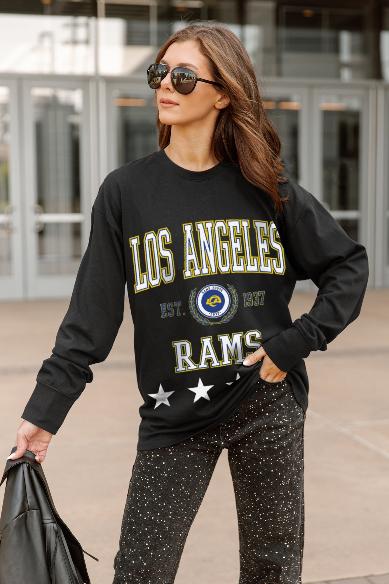 LOS ANGELES RAMS EVERYDAY STAR ESSENTIAL RELAXED FIT LONG SLEEVE TEE