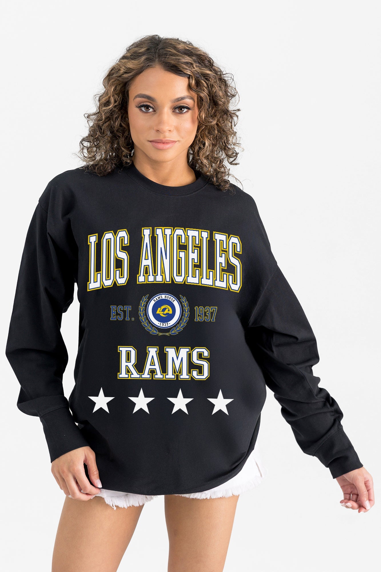 LOS ANGELES RAMS EVERYDAY STAR ESSENTIAL RELAXED FIT LONG SLEEVE TEE