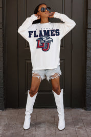 LIBERTY FLAMES BIG GOALS OVERSIZED LONG SLEEVE TEE WITH RIBBED NECKLINE AND CUFFS