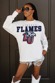LIBERTY FLAMES BIG GOALS OVERSIZED LONG SLEEVE TEE WITH RIBBED NECKLINE AND CUFFS