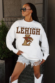 LEHIGH MOUNTAIN HAWKS BIG GOALS OVERSIZED LONG SLEEVE TEE WITH RIBBED NECKLINE AND CUFFS