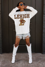 LEHIGH MOUNTAIN HAWKS BIG GOALS OVERSIZED LONG SLEEVE TEE WITH RIBBED NECKLINE AND CUFFS