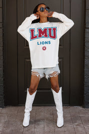LOYOLA MARYMOUNT LIONS BIG GOALS OVERSIZED LONG SLEEVE TEE WITH RIBBED NECKLINE AND CUFFS
