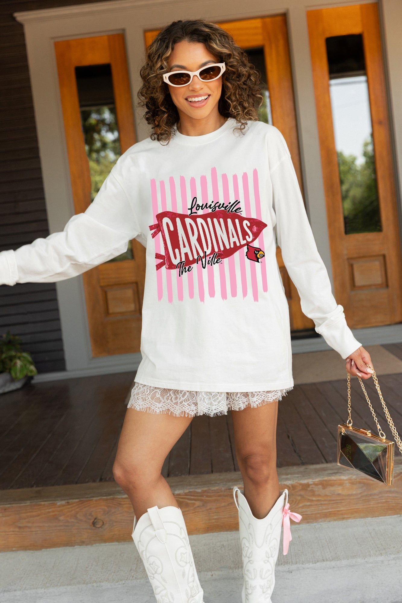 LOUISVILLE CARDINALS RALLY STRIPE ESSENTIAL RELAXED FIT LONG SLEEVE TEE