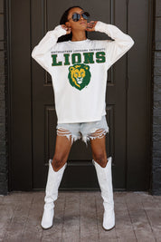 SOUTHEASTERN LOUISIANA LIONS BIG GOALS OVERSIZED LONG SLEEVE TEE - Model Posing Front View | Gameday Couture - SOHO