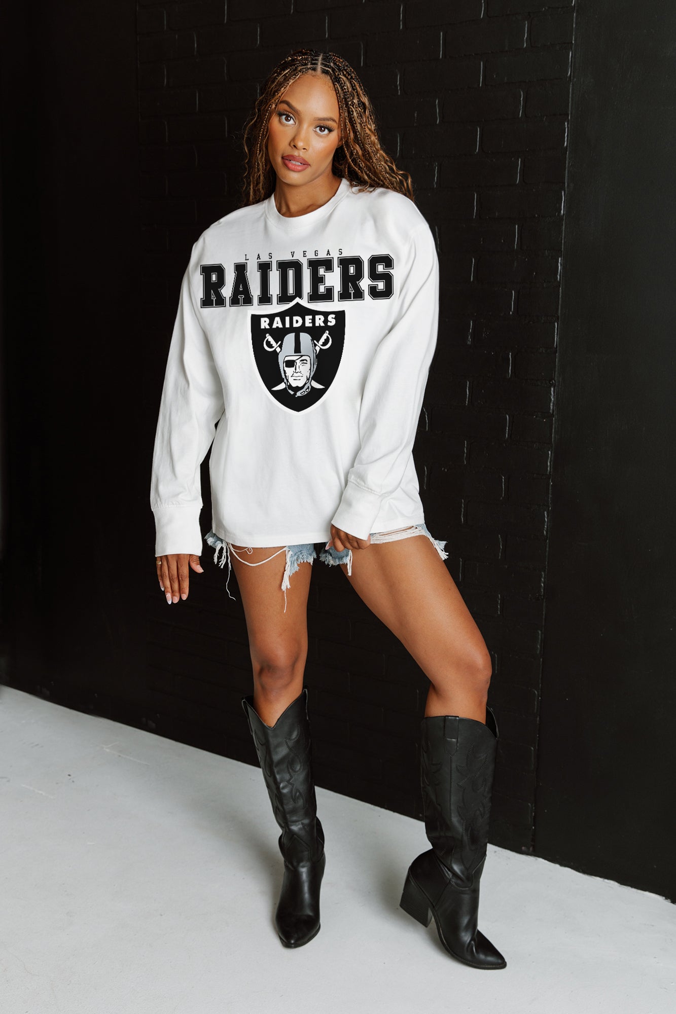 LAS VEGAS RAIDERS BIG GOALS OVERSIZED MIDWEIGHT LONG SLEEVE TEE