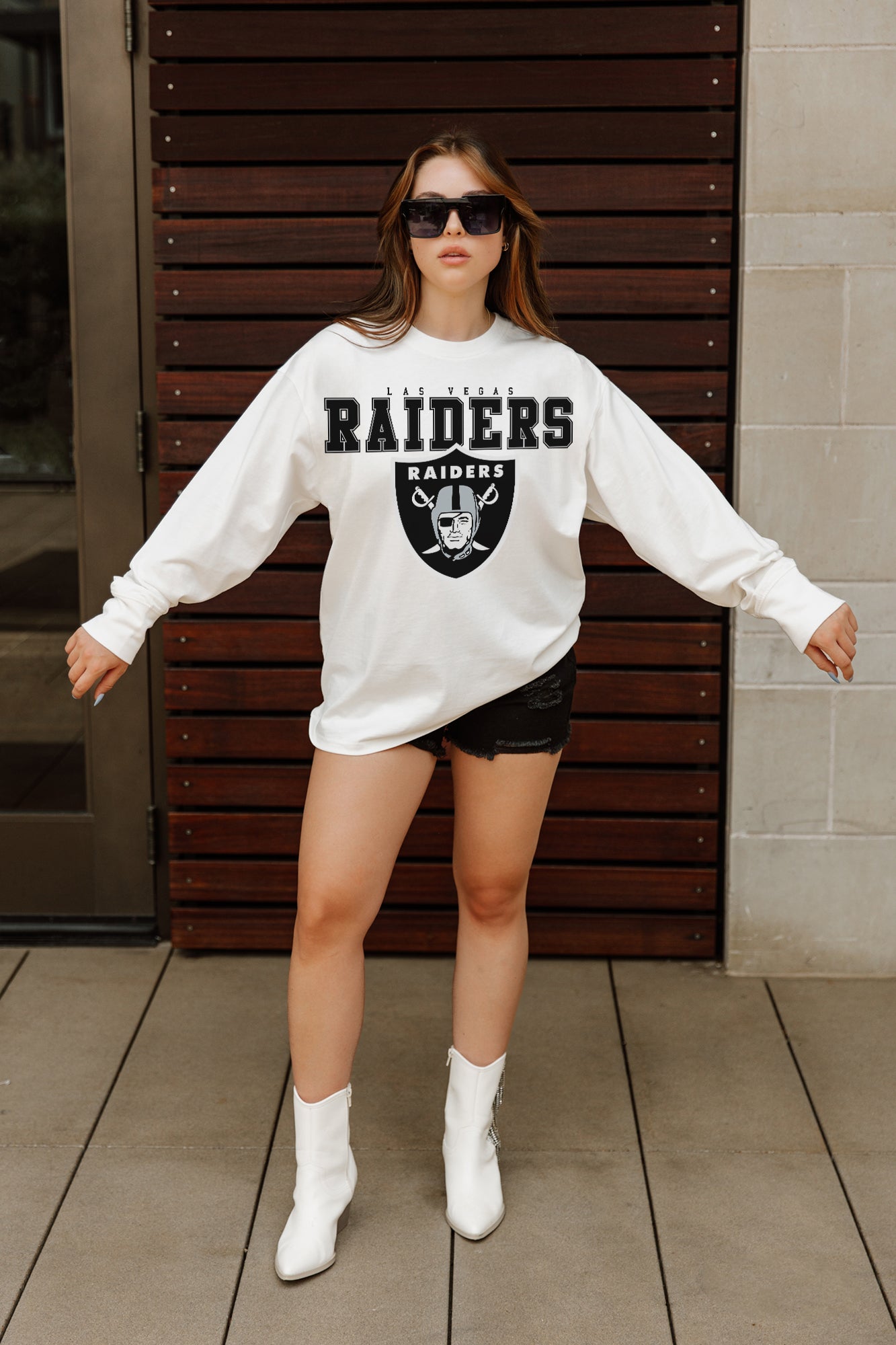 LAS VEGAS RAIDERS BIG GOALS OVERSIZED MIDWEIGHT LONG SLEEVE TEE