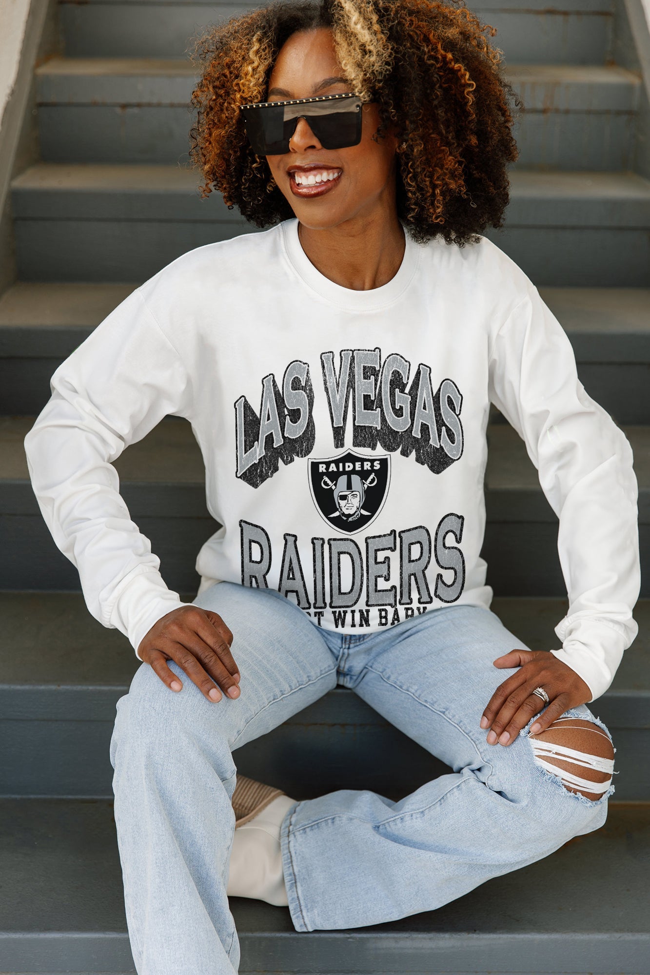 LAS VEGAS RAIDERS TIME OUT OVERSIZED MIDWEIGHT LONG SLEEVE TEE