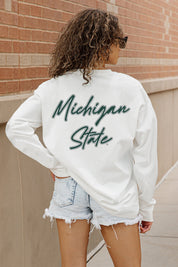 MICHIGAN STATE SPARTANS DOUBLE MOVE OVERSIZED LONG SLEEVE TEE WITH RIBBED NECKLINE AND CUFFS
