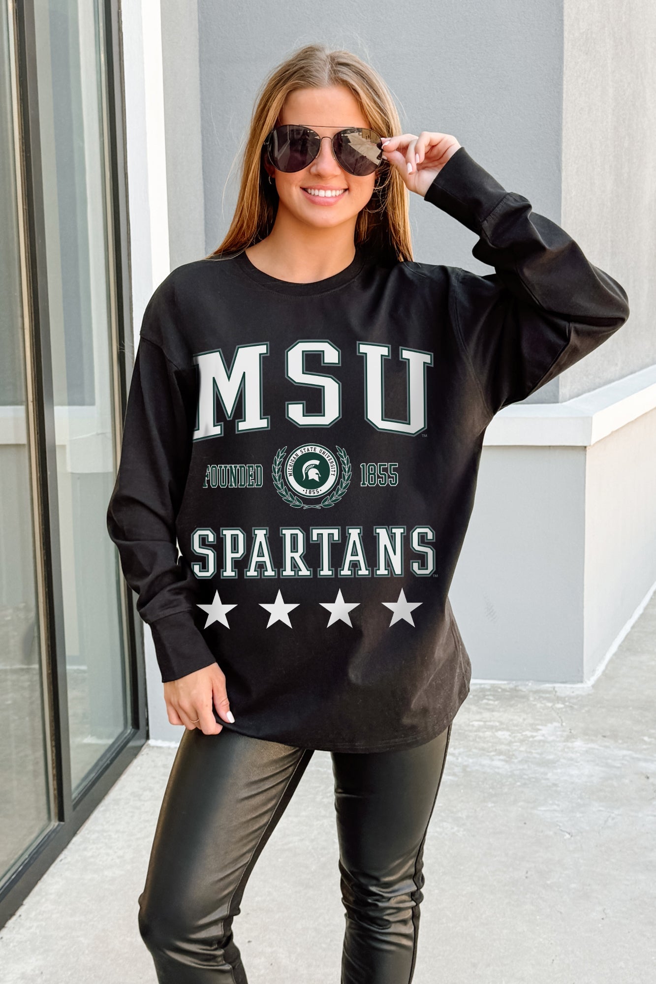 MICHIGAN STATE SPARTANS EVERYDAY STAR ESSENTIAL RELAXED FIT LONG SLEEVE TEE