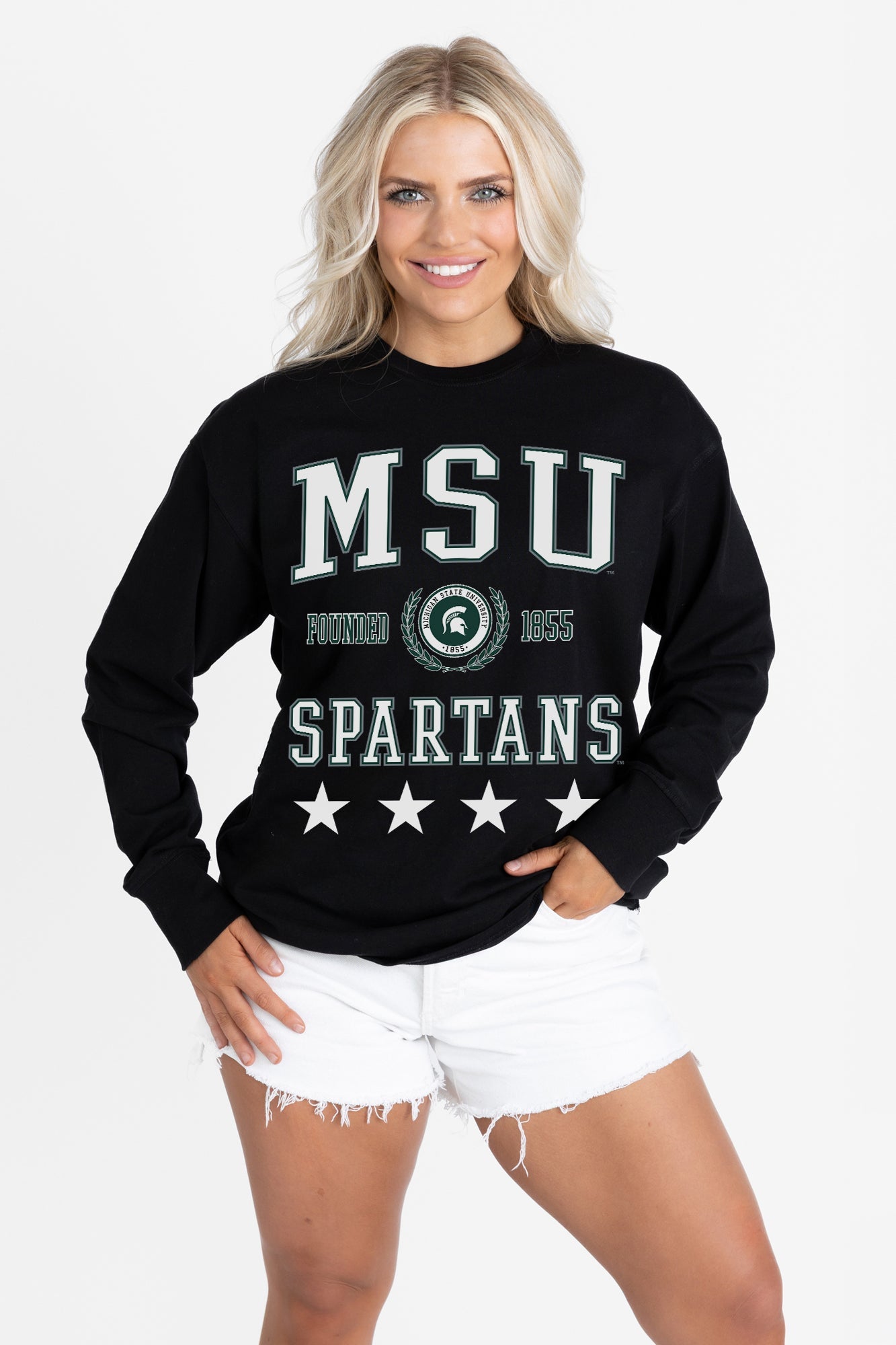 MICHIGAN STATE SPARTANS EVERYDAY STAR ESSENTIAL RELAXED FIT LONG SLEEVE TEE