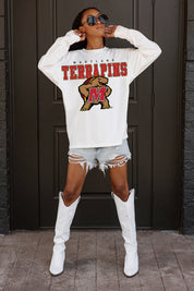 MARYLAND TERRAPINS BIG GOALS OVERSIZED LONG SLEEVE TEE WITH RIBBED NECKLINE AND CUFFS