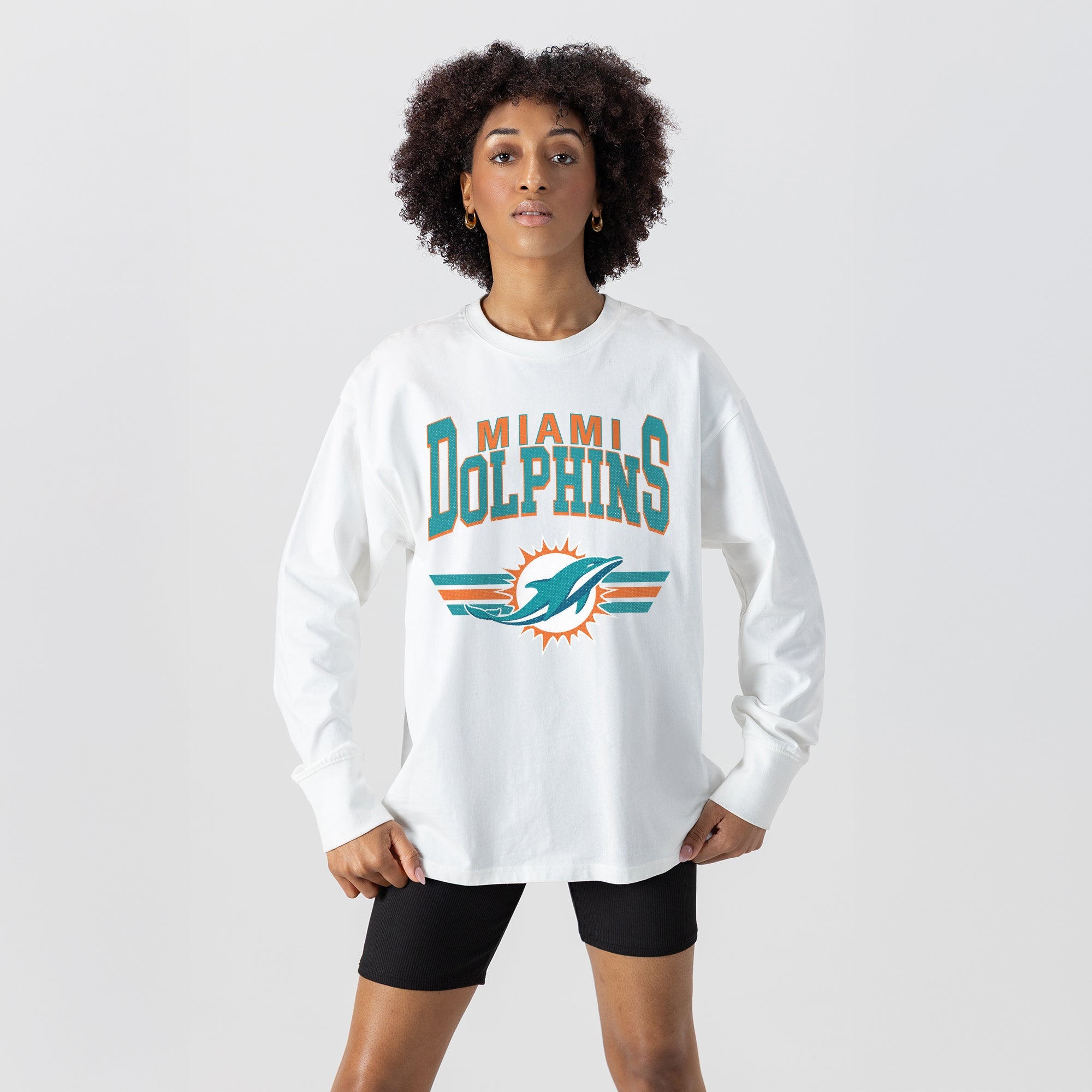 MIAMI DOLPHINS SWIFT STRIKE ESSENTIAL RELAXED FIT LONG SLEEVE TEE