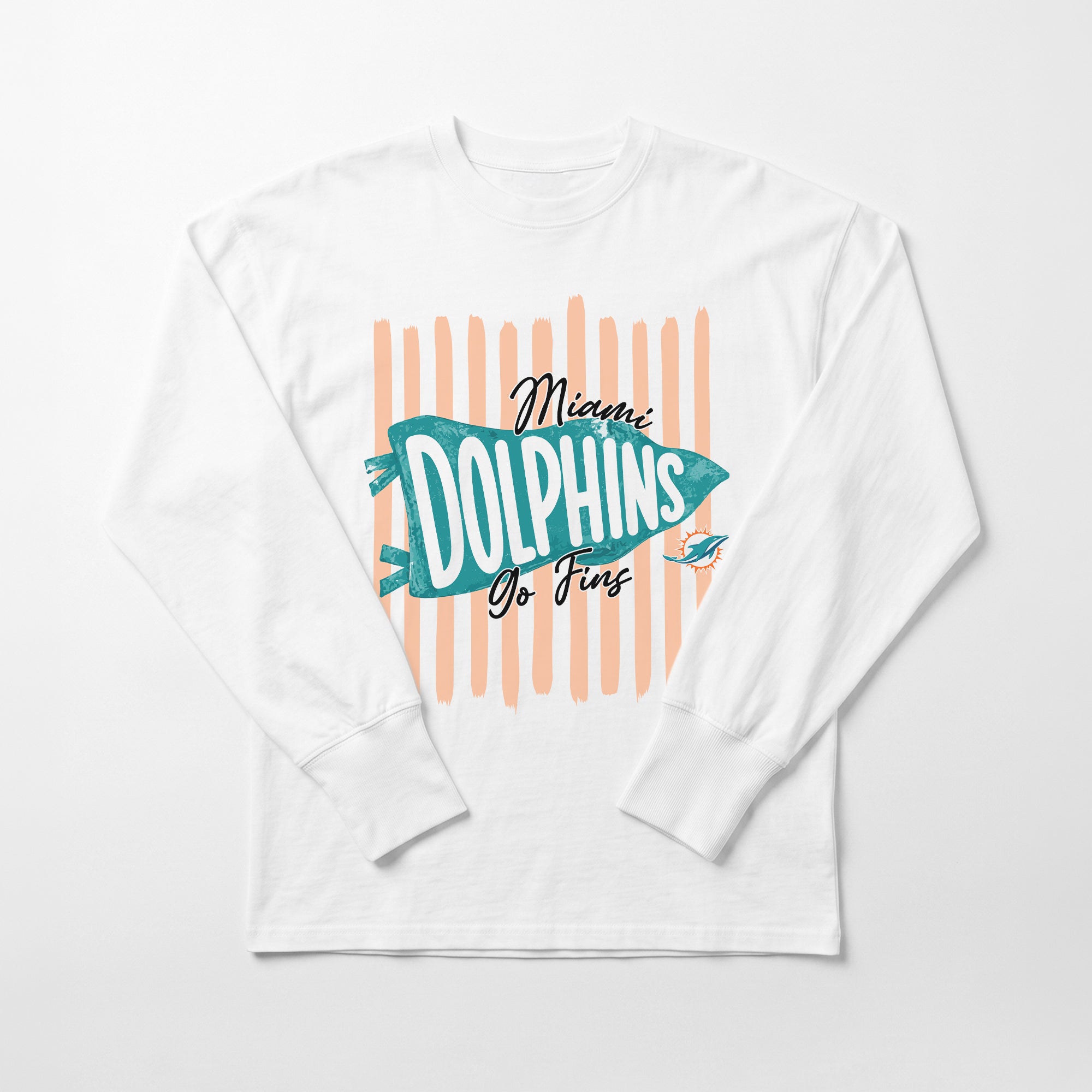 MIAMI DOLPHINS RALLY STRIPE OVERSIZED LONG SLEEVE TEE