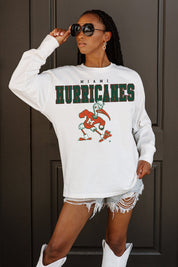 MIAMI HURRICANES BIG GOALS OVERSIZED LONG SLEEVE TEE WITH RIBBED NECKLINE AND CUFFS