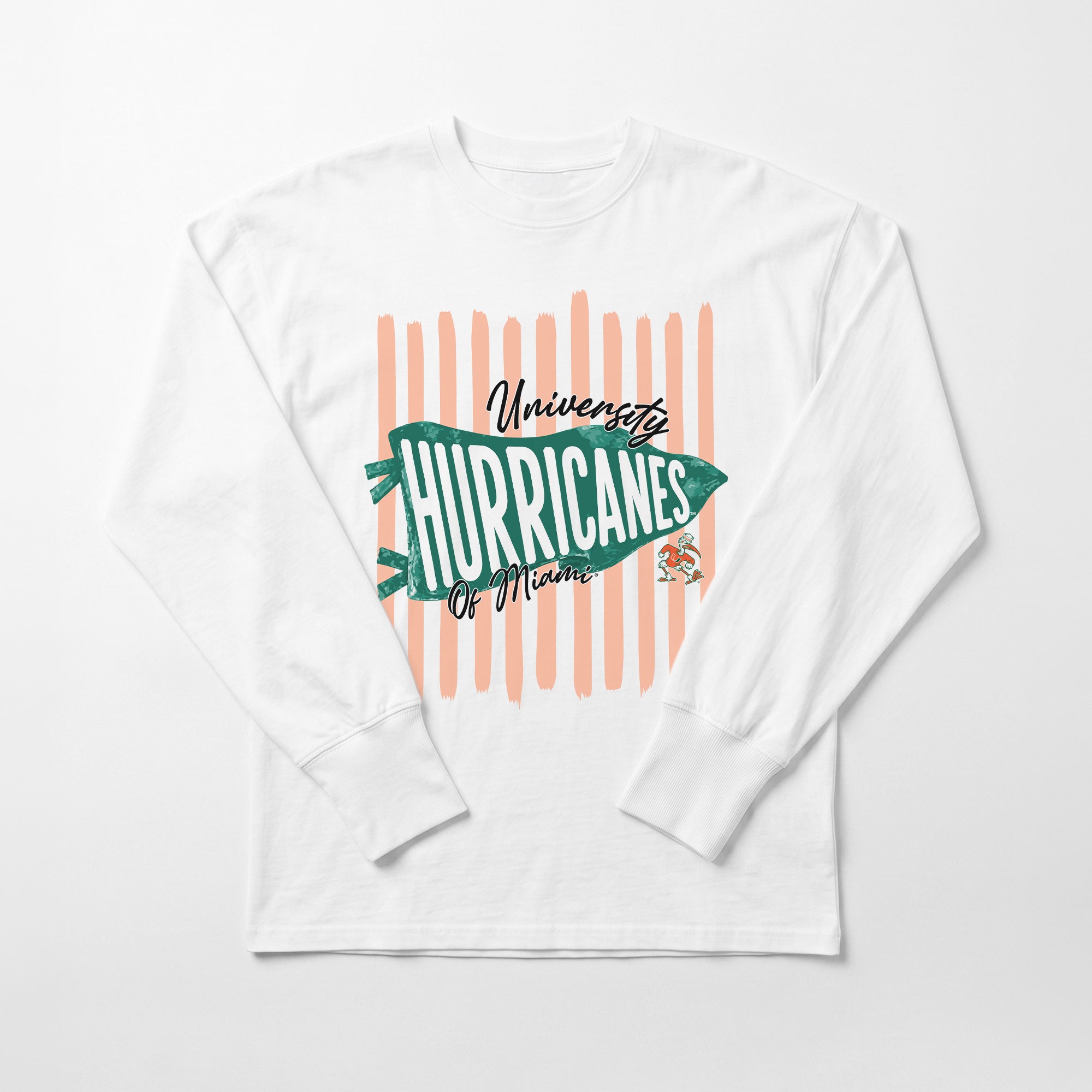 MIAMI HURRICANES RALLY STRIPE ESSENTIAL RELAXED FIT LONG SLEEVE TEE