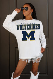 MICHIGAN WOLVERINES BIG GOALS OVERSIZED LONG SLEEVE TEE - Front Detail | Gameday Couture - SOHO