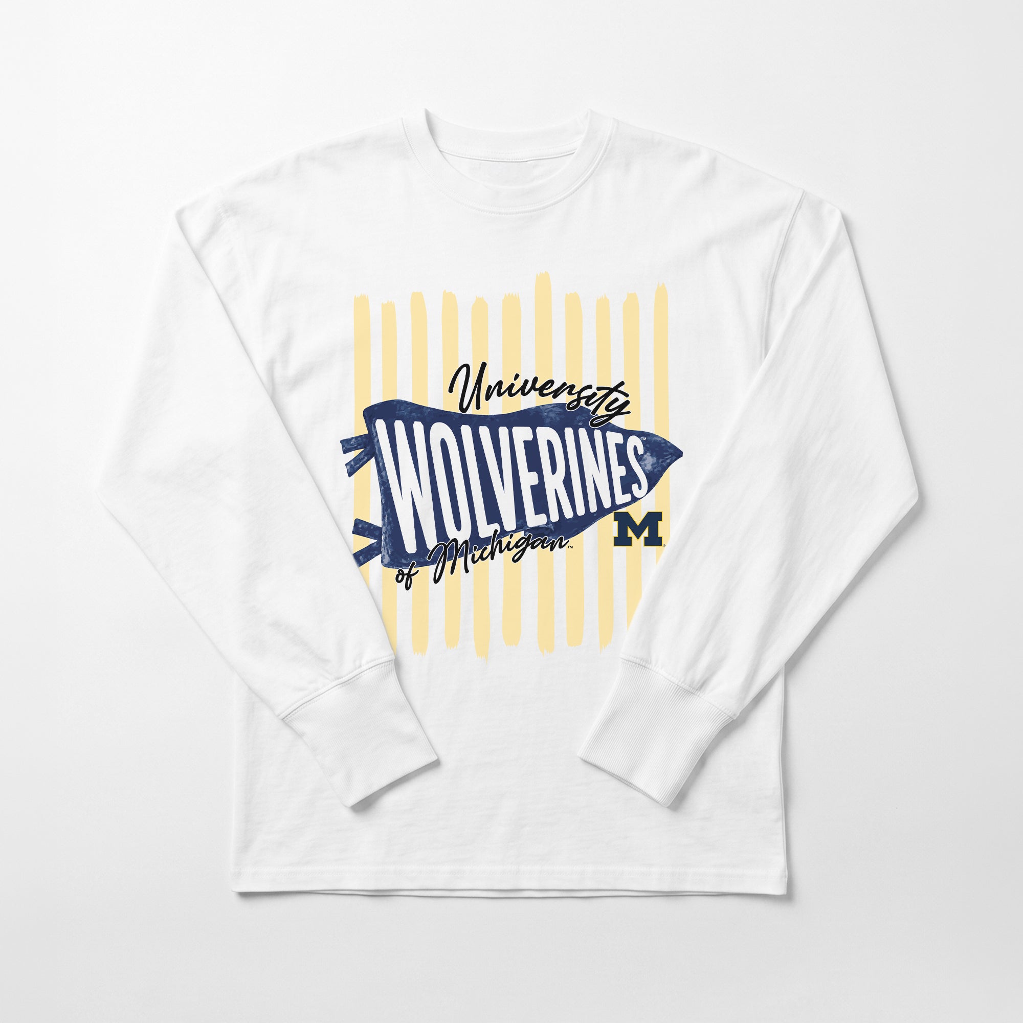 MICHIGAN WOLVERINES RALLY STRIPE ESSENTIAL RELAXED FIT LONG SLEEVE TEE