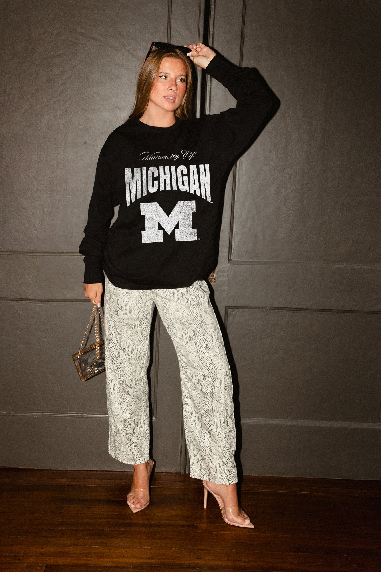 MICHIGAN WOLVERINES BOLD AMBITION ESSENTIAL RELAXED FIT LONG SLEEVE TEE
