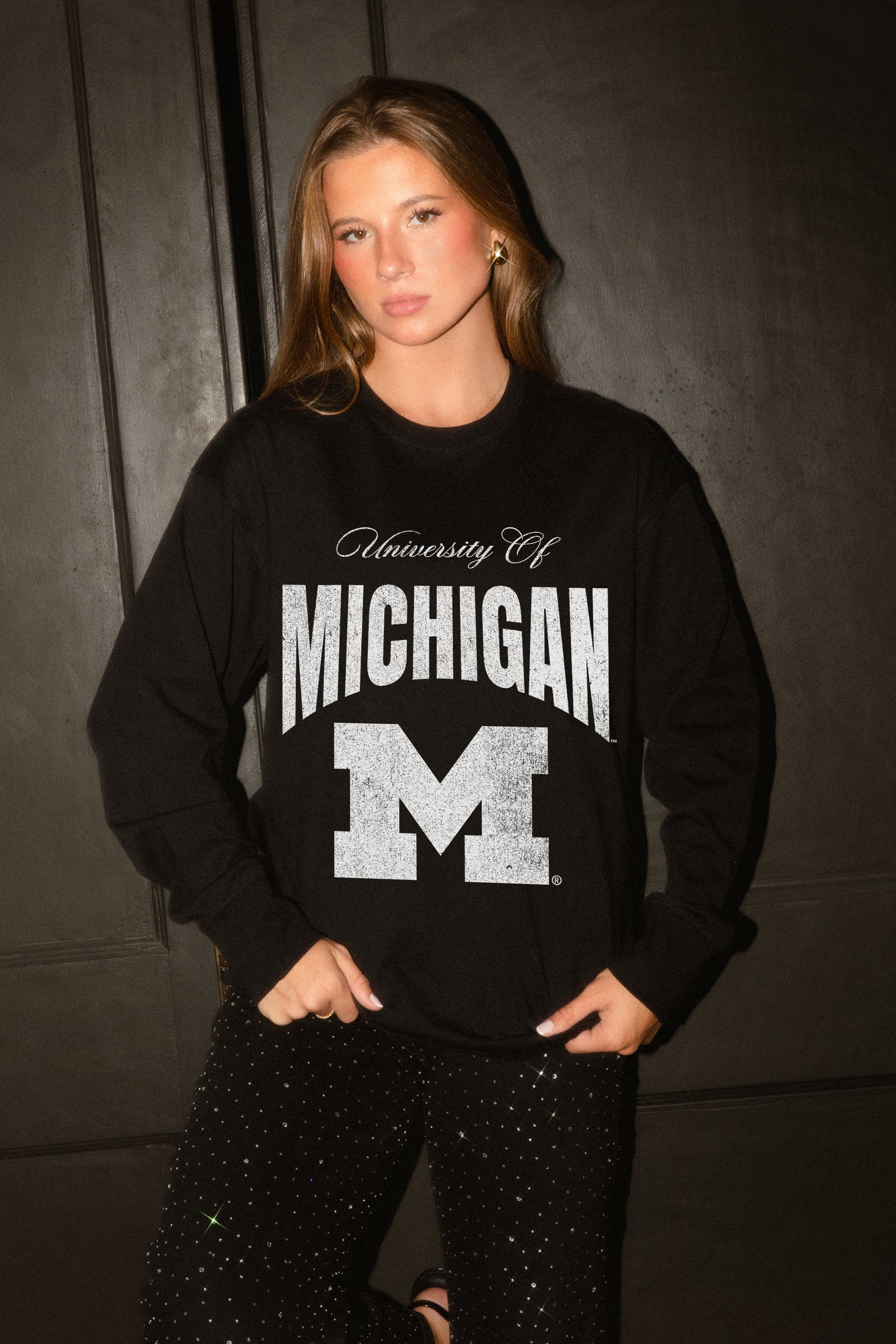 MICHIGAN WOLVERINES BOLD AMBITION ESSENTIAL RELAXED FIT LONG SLEEVE TEE