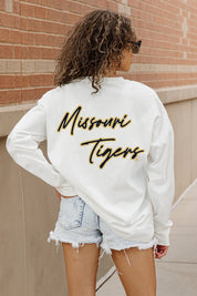 MISSOURI TIGERS DOUBLE MOVE OVERSIZED LONG SLEEVE TEE WITH RIBBED NECKLINE AND CUFFS