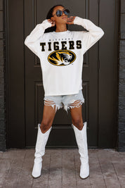 MISSOURI TIGERS BIG GOALS OVERSIZED LONG SLEEVE TEE WITH RIBBED NECKLINE AND CUFFS