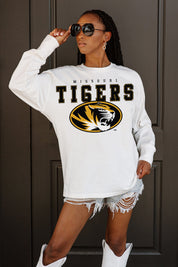 MISSOURI TIGERS BIG GOALS OVERSIZED LONG SLEEVE TEE WITH RIBBED NECKLINE AND CUFFS