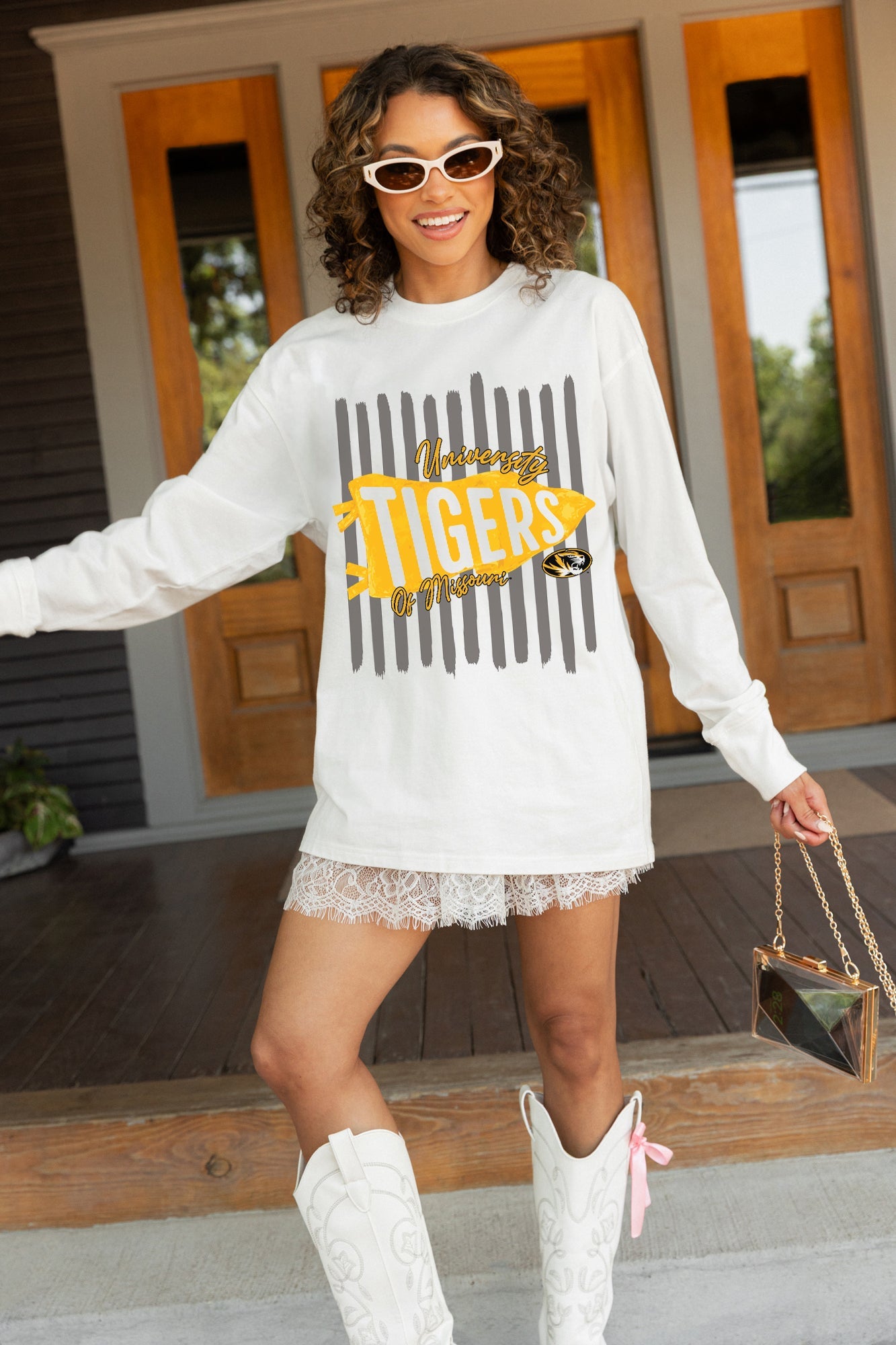 MISSOURI TIGERS RALLY STRIPE ESSENTIAL RELAXED FIT LONG SLEEVE TEE
