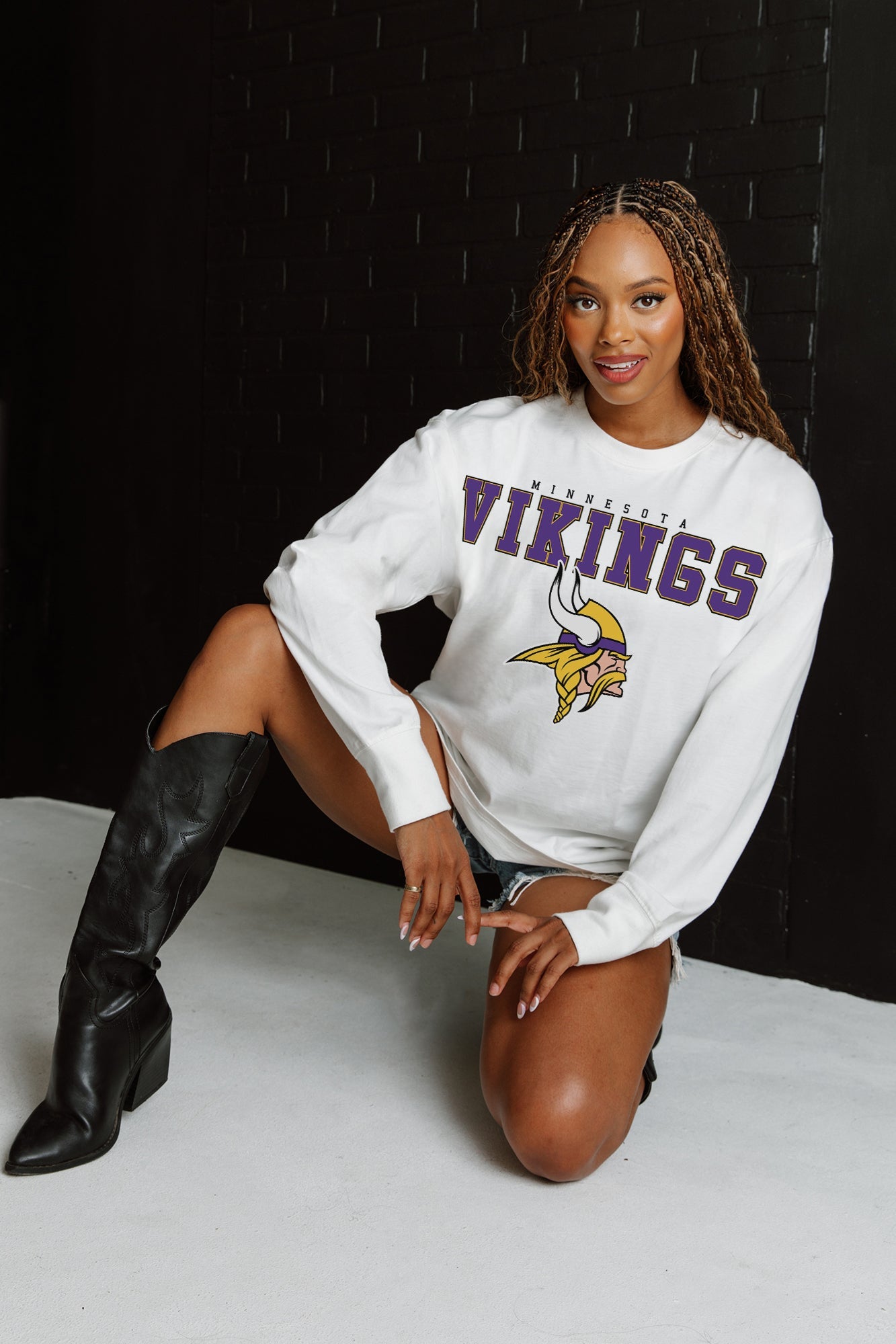 MINNESOTA VIKINGS BIG GOALS OVERSIZED MIDWEIGHT LONG SLEEVE TEE