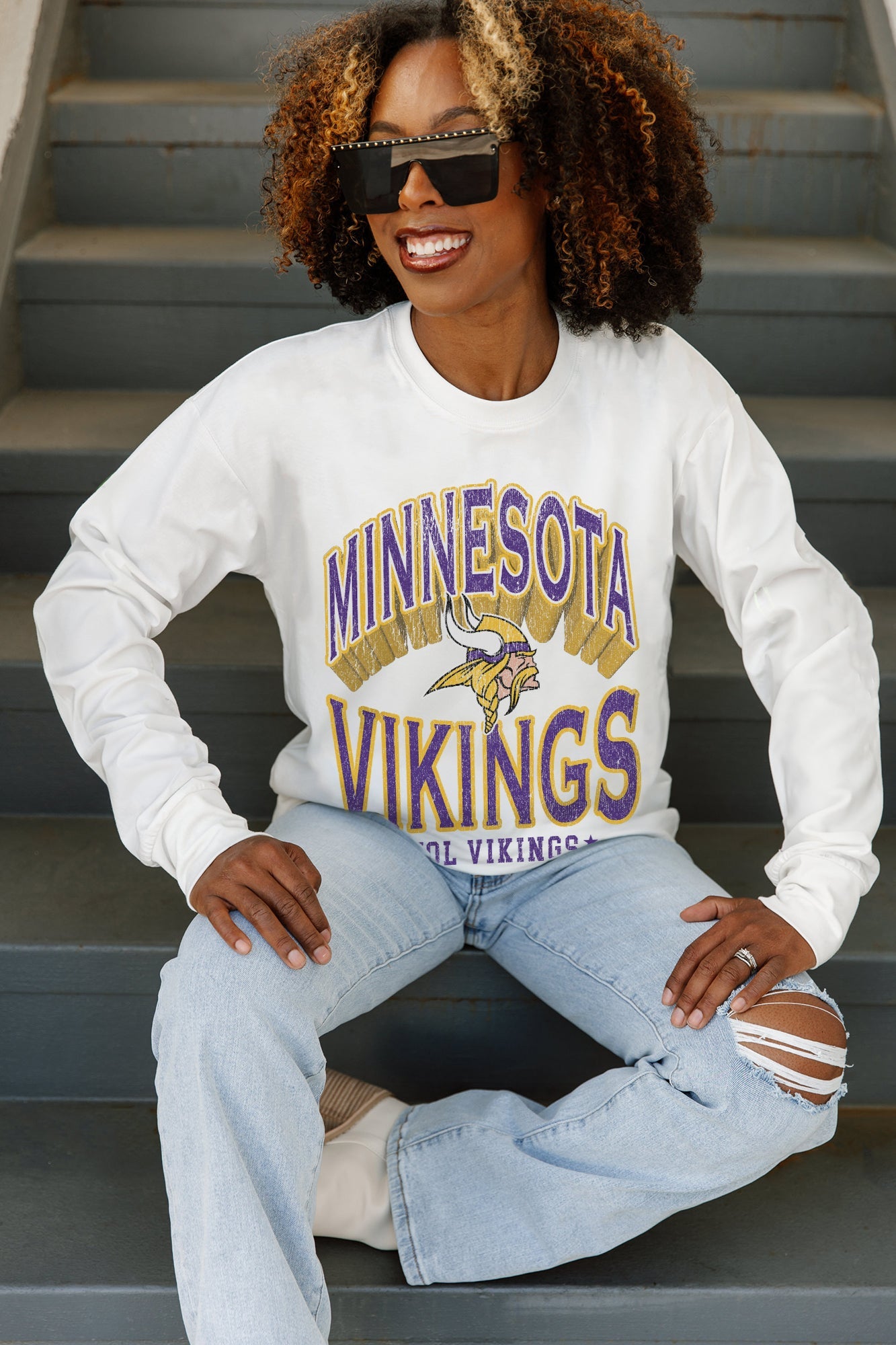 MINNESOTA VIKINGS TIME OUT OVERSIZED MIDWEIGHT LONG SLEEVE TEE