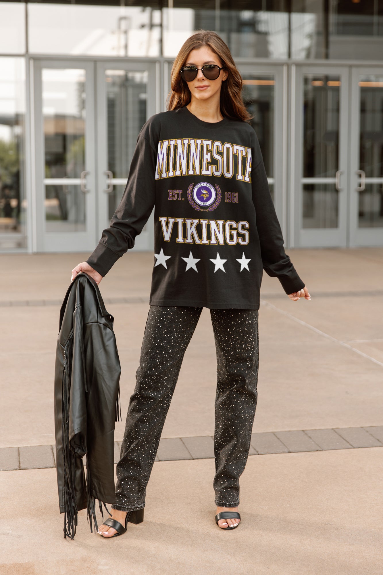 MINNESOTA VIKINGS EVERYDAY STAR ESSENTIAL RELAXED FIT LONG SLEEVE TEE