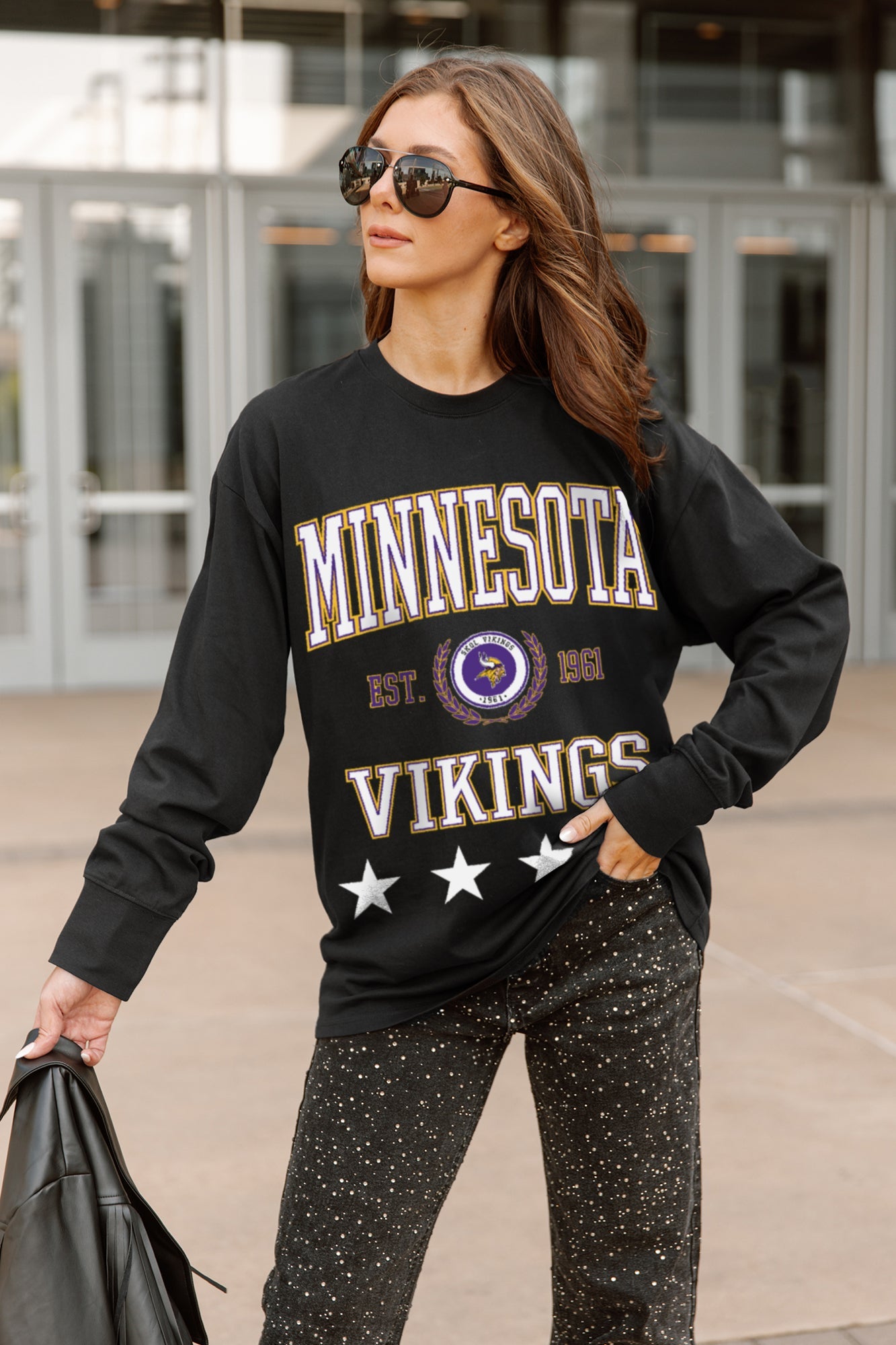 MINNESOTA VIKINGS EVERYDAY STAR ESSENTIAL RELAXED FIT LONG SLEEVE TEE