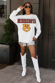 MINNESOTA GOLDEN GOPHERS BIG GOALS OVERSIZED LONG SLEEVE TEE WITH RIBBED NECKLINE AND CUFFS