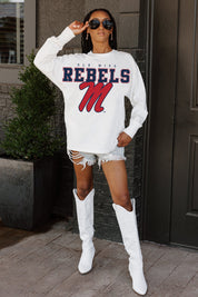 OLE MISS REBELS BIG GOALS OVERSIZED LONG SLEEVE TEE WITH RIBBED NECKLINE AND CUFFS