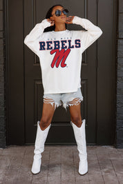 OLE MISS REBELS BIG GOALS OVERSIZED LONG SLEEVE TEE WITH RIBBED NECKLINE AND CUFFS