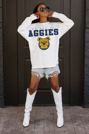 NORTH CAROLINA A&T STATE AGGIES BIG GOALS OVERSIZED LONG SLEEVE TEE WITH RIBBED NECKLINE AND CUFFS