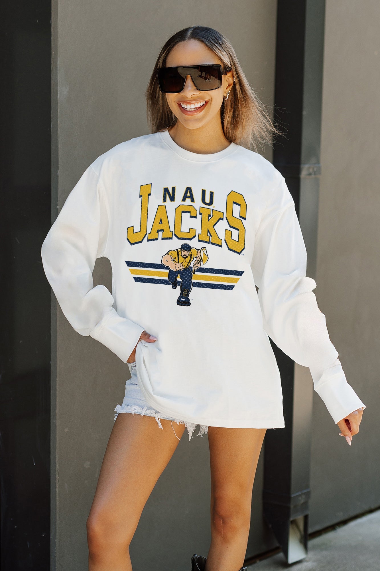 NORTHERN ARIZONA LUMBERJACKS SWIFT STRIKE ESSENTIAL RELAXED FIT LONG SLEEVE TEE